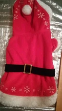 Small Dog Santa  Coat Costume With Hood Excellent Condition