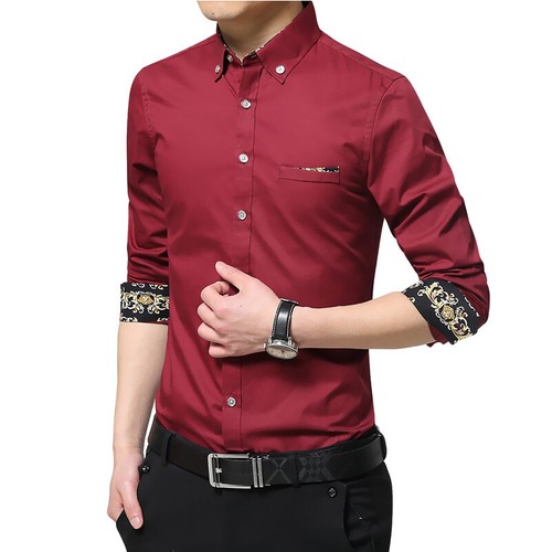 Mens Shirts Clothes Dress Long Sleeves Casual Business Slim Multicolor Shirts - Picture 8 of 18