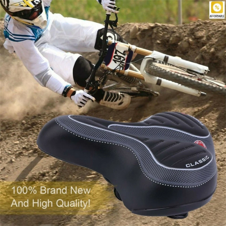 Cojín de asiento de sillín deportivo extra suave para bicicleta cómodo ancho Big Bum Foto 2 de 4