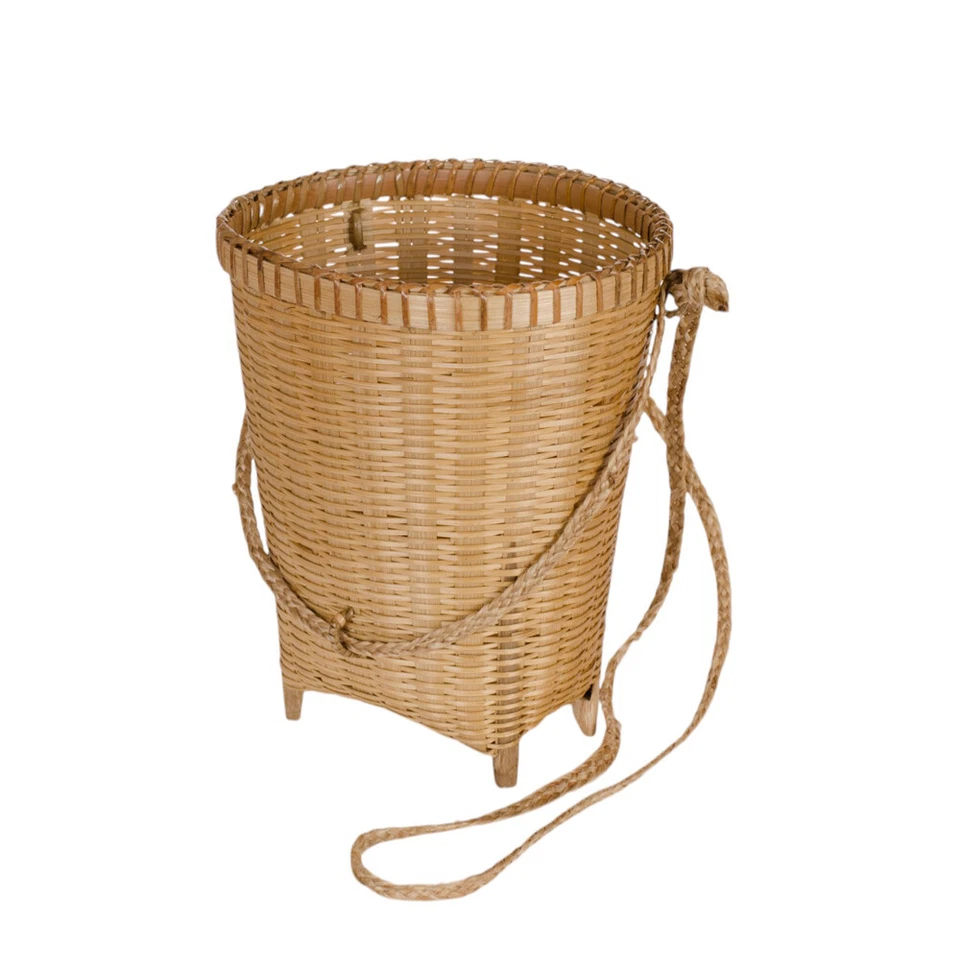 Mini Basket Storage Bamboo Crafted Flower Tea Bag Asian Thai Sling Crossbody - Image 2 of 4