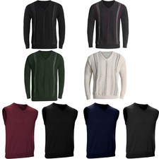 New Mens V Neck Jumper Long Sleeve Knitted Top Soft New Pullover Sweater Stripe