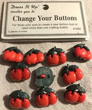 Dress It Up Jesse James Red Apple Plastic Shank Novelty Buttons # 1860