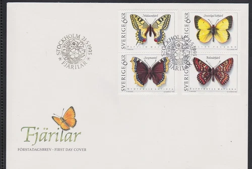 BUTTERFLIES SWEDEN 1993 MI 1174 - 1177 FDC SLANIA