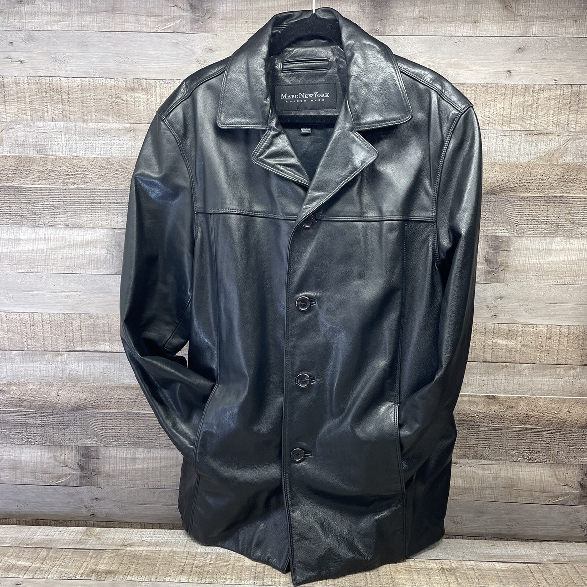 Andrew Marc New York Black Leather Dress Jacket size L Andrew Marc New York Black Leather Dress Jacket size L