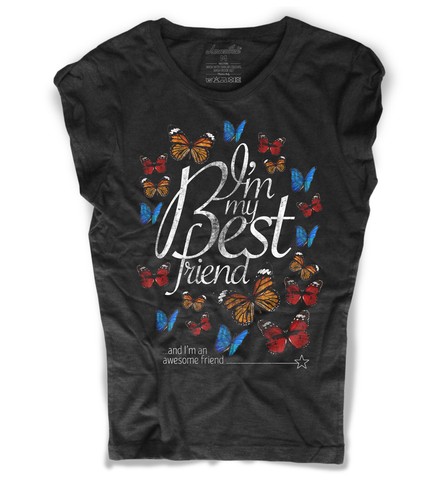 T-Shirt 'I'm My Best Friend' Avec Motifs Papillons Colorés - Homme (neuf Avec étiquettes)
