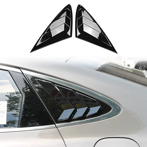 Pair ABS Gloss Black Rear Window Louver Cover Trim For Hyundai Sonata 2020-2024