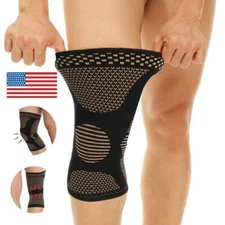 Copper Infused Knee Brace Support Stabilizer Patella Compression Sleeve Wrap Gym