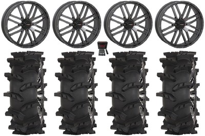 System 3 ST-3 24'' Wheels Gunmetal 37'' Outlaw Max Tires Kawasaki Teryx Mule