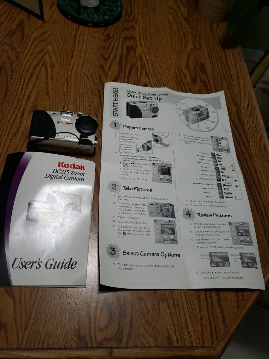 Kodak DC215 Zoom Digital Camera Compact With User + Set Up Guide