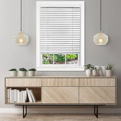 36x64 Inch White Cordless Room Darkening Vinyl Blinds Achim Home Decor