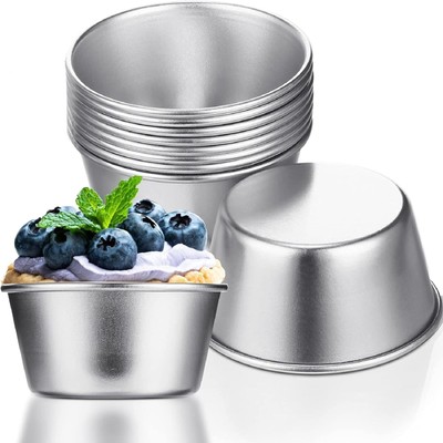 10Pcs  Individual Flan Molds Egg Tart Molds Pudding Cups Carbon Steel Cupcake