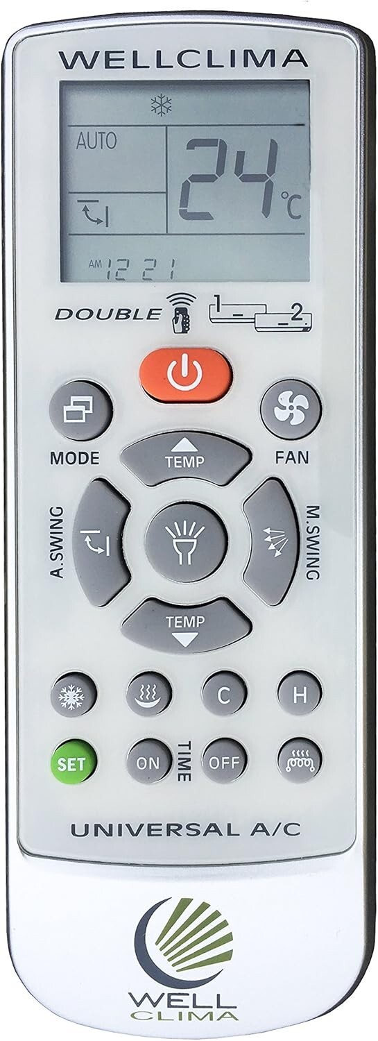 Double télécommande universelle pour climatiseur blanc avec écran LCD rétroéclairé
