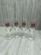 PILSNER GLASSES Schlitz Beer set of 4 tall footed  champagne shape