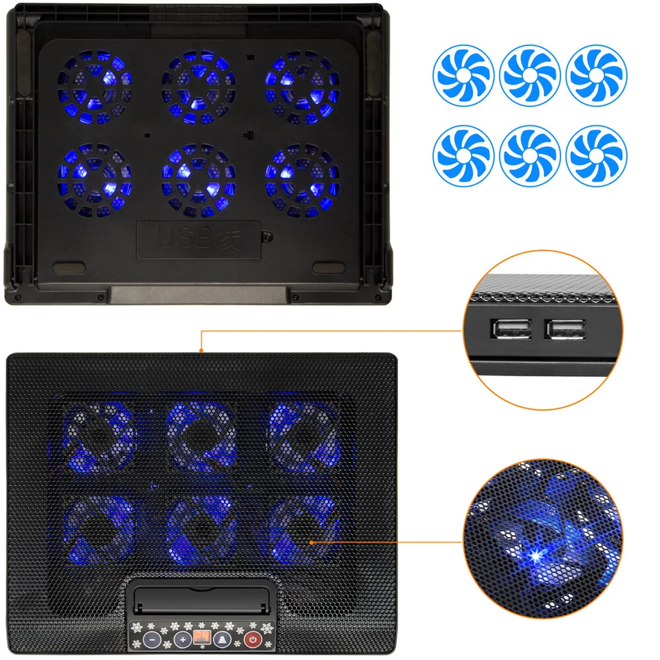 Notebook Laptop Kühlpad Kühler Cooler Ständer 6x Lüfter LED Für 12-17 Zoll - Bild 3 von 4