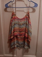 Paper Crane Womans Spaghetti Strap Top Layered Multi Colored Cami Size Medium