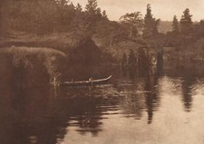 Edward Curtis On Klickitat River 1910 17"x 22" Archival Art Print