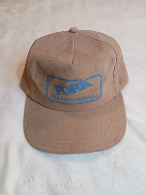  Vintage Pig Farmers Hat - Truckers Cap - PORK PLEASES PEOPLE Leather Strap