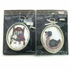 2 Vintage 1987 Dale Burdett Ornament Cross Stitch Kits Needlework Christmas