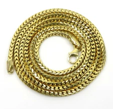 3mm 22-26" 10K Yellow Gold SOLID Franco Box Snake Mens Ladies Chain Necklace