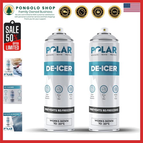Polar 34oz De-Icer Spray - Fast Melting Ice Remover for Windscreens & Mirrors
