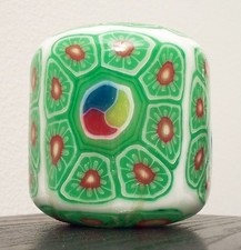 PILLAR HANDMADE GLOW IN DARK GREEN+RED+WHITE TRIM DESIGN CANDLE+BOX-MODEL#79