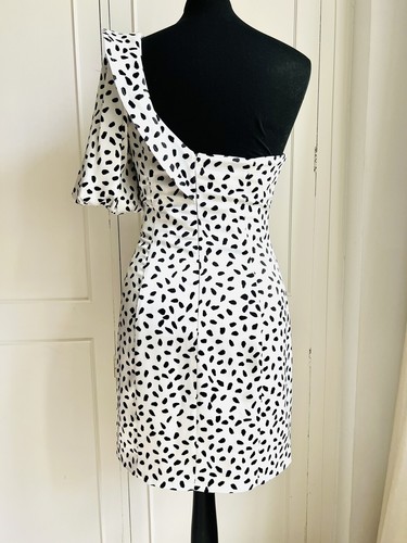 Self Portrait One Shoulder Ruffled Satin Mini Dress. UK8/US4. BNWT. - Picture 9 of 12