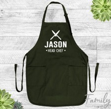 Your Name Head Chef- Grill Apron -BBQ Gift - Personalized Apron