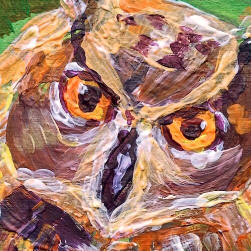 Original Gemälde Majestätischer Adler Eule Tierwelt Vogel Portrait Leinwand Natur Kunst - Bild 2 von 6
