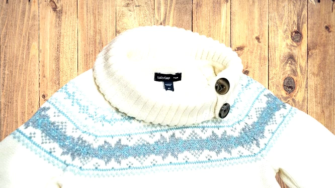 GAP водолазка свитер Fair Isle слоновой кости снежинка блестящий синий серый девочек 2T EUC! - Изображение 2 из 3