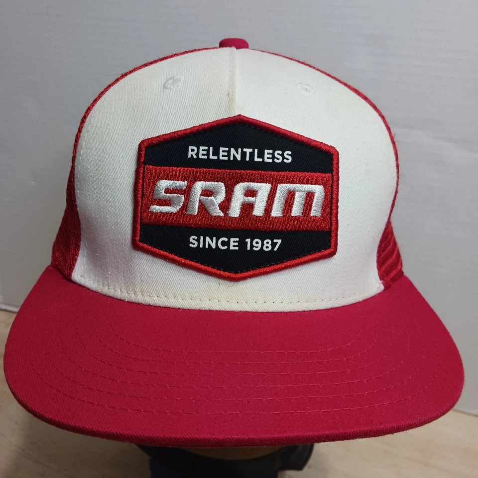 SRAM Trucker Hat Cap Red White SnapBack Mesh Cycling Bicycle Relentless - Image 2 of 4