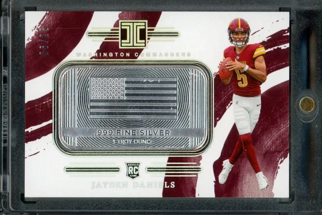 2024 Panini Impeccable Jayden Daniels Silver Troy Oz. Bar Rookie /25 Commanders
