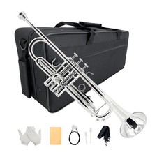 New Bb Standard Trumpet Set Silver Trumpet for Beginner & Intermediate Players