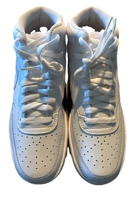 Nike Woman Court Vision High Top Sneaker Shoes Size 8.5 White Leather Lace Up