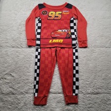 Lightning McQueen Disney Pixar Cars Pajama 2 Piece Set Toddler Size 3T Red Sleep