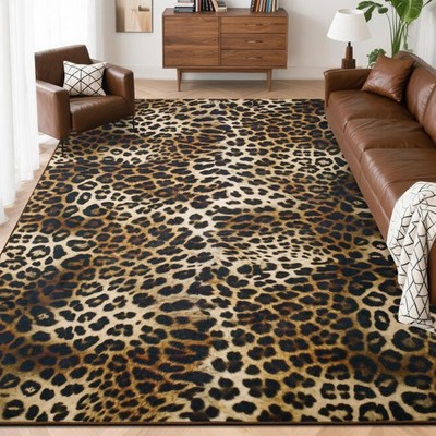 Leopard Area Rugs for Living Room 4x6 Feet Machine Washable Cheetah Print Ru