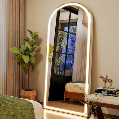 Dimmable 26''x68'' Arched LED Full-Length Mirror with Anti-Fog & Touch Control