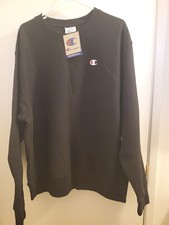 NWT Mens Large Champion Reverse Weave Crew Sweatshirt Solid Black