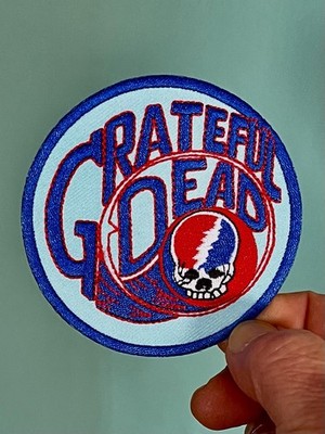 Grateful Dead Iron On Patch White Red Blue Black Embroidered Round