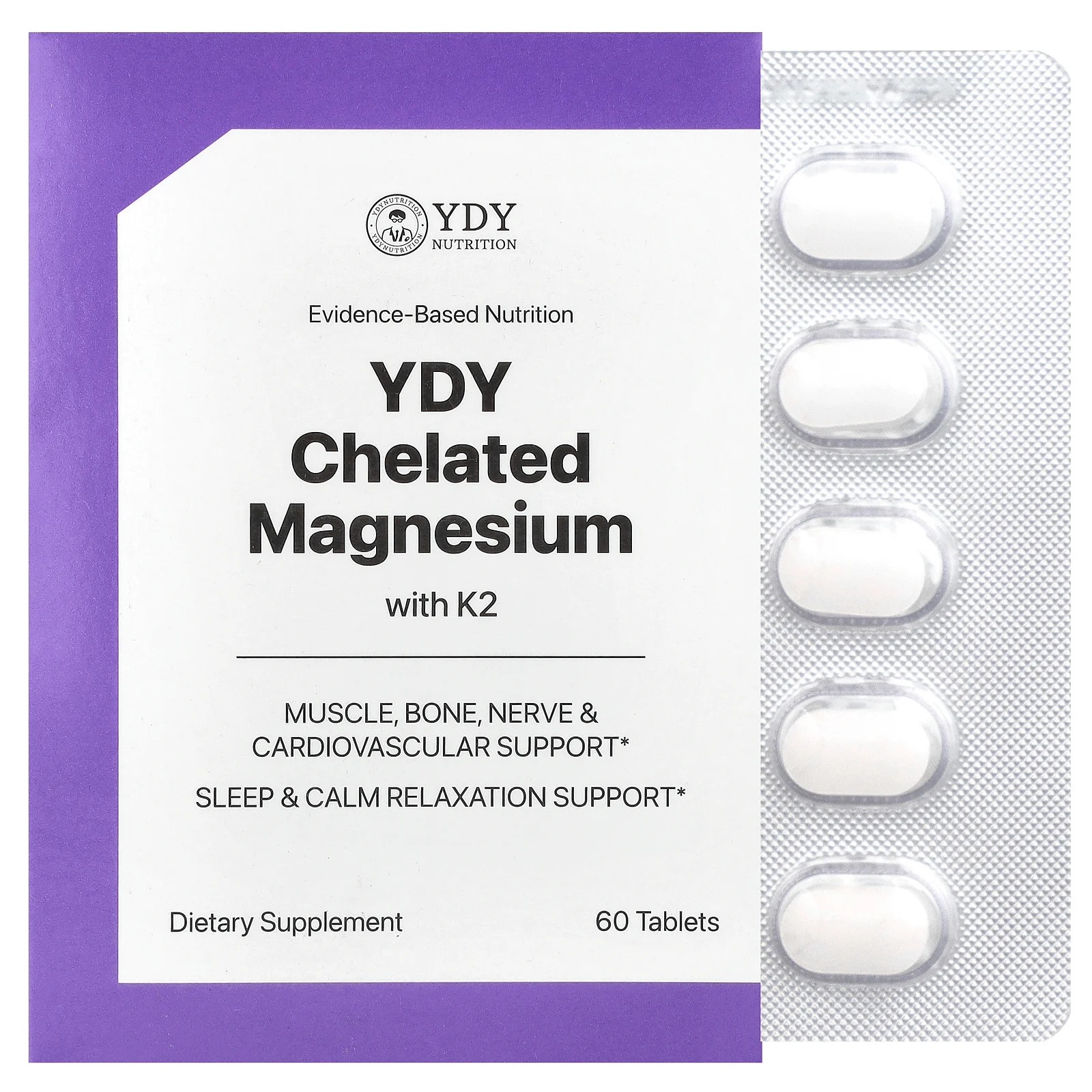 Хелатированный магний с К2, 60 таблеток