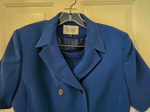 Tuta 2 pezzi marca Le Suit~donna~giacca e gonna~blu~foderata~manica corta~taglia 8P - Foto 2 di 8