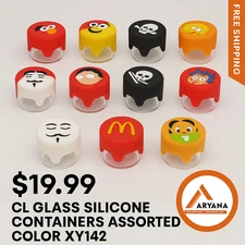 GLASS SILICONE CONTAINERS – ASSORTED COLORS – XY142 (10CT MIXED)