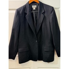 Vintage Pendleton Black 100 Percent Virgin Wool Blazer Jacket Women's Size 16