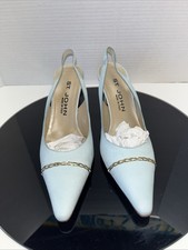 ST. JOHN Vintage New Made in Italy Classic Pointy Pump Light Blue Heels Size 6.5