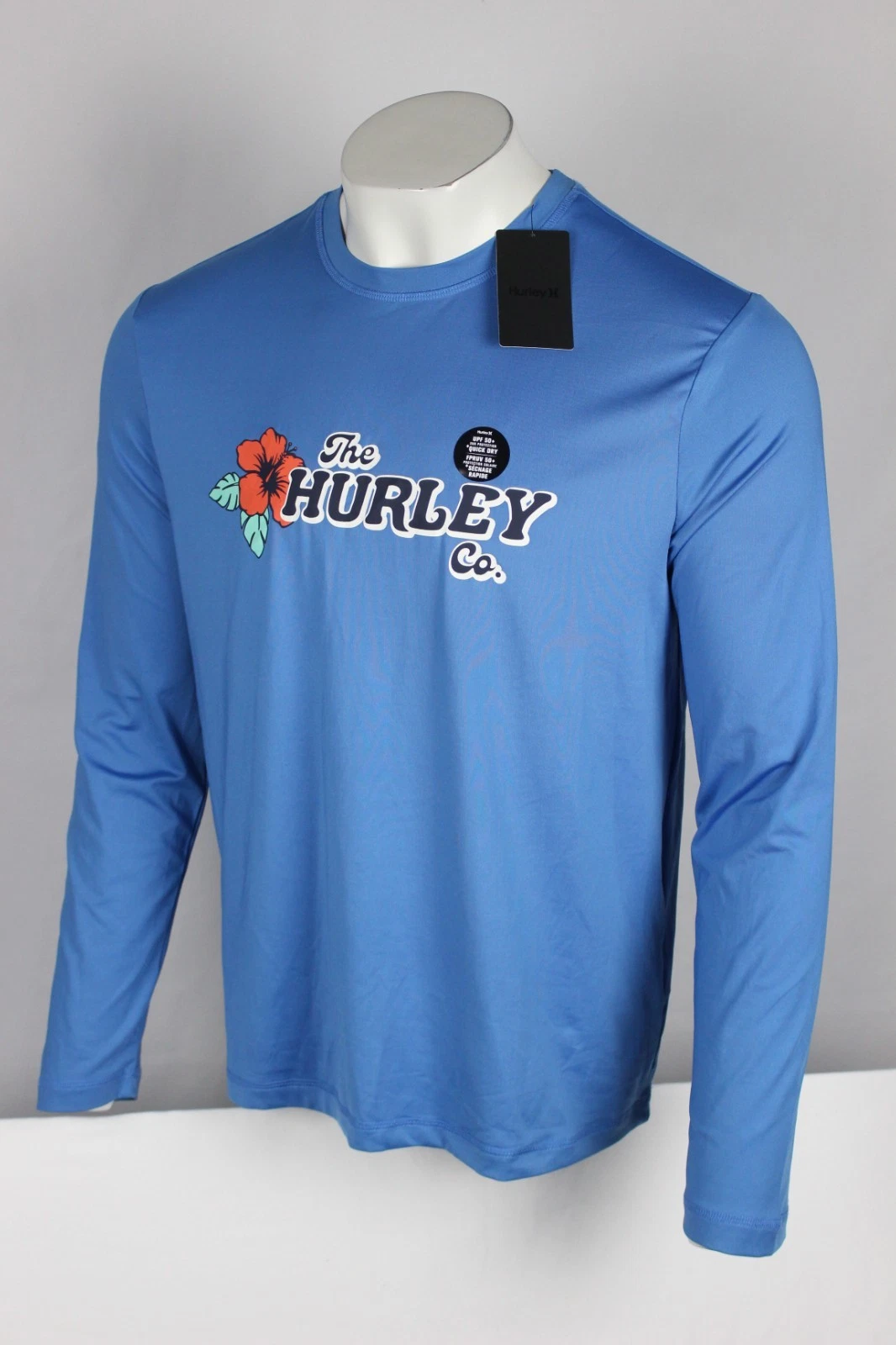 Hurley Men's Floral Sunshirt Long Sleeve Crew Shirt Seaview Blue UPF 50+
Opens in a new window or ta