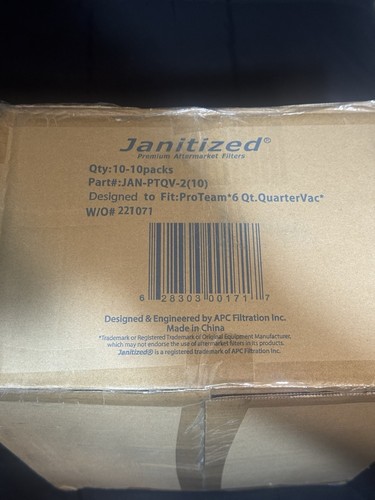 Case Of 100 Vacuum Bags Janitized JAN-PTQV-2 Dust Filtration Replacement Bag - Picture 4 of 4