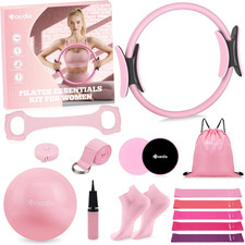 17 PCS Pilates Kit for Women, Pilates Equipment Ring and Ball Set with Resistanc