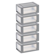 6 Qt Small Plastic Stackable Storage Drawers Modular Gray Clear Box Bin Set of 5