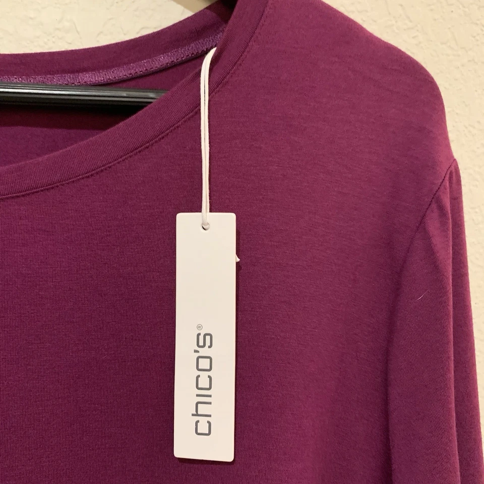 Chico's Touch Of Cool Layering Tee Top Long Sleeve Size 4(XXL) NWT Pima Cotton - Image 3 of 4