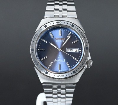SEIKO VINTAGE SILVERWAVE Z 7123-8070 SUNBURST BLUE WATCH 38 MM (NOS & ORIGINAL)
