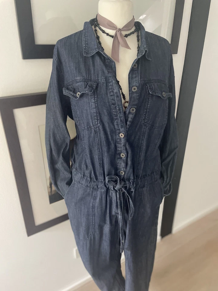 KAFFE 🌸 Traum JEANS OVERALL Gr 44 2XL BLAU mit Bindeband TOP ZUSTAND! - Bild 3 von 4